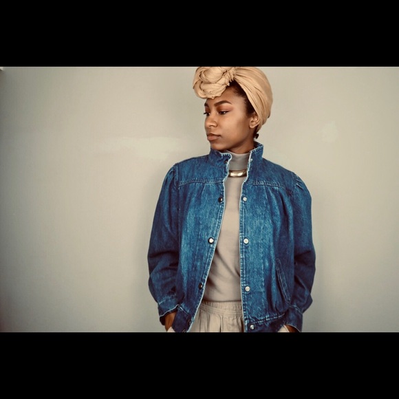 Vintage high neck turtle neck denim jacket medium - Picture 5 of 5